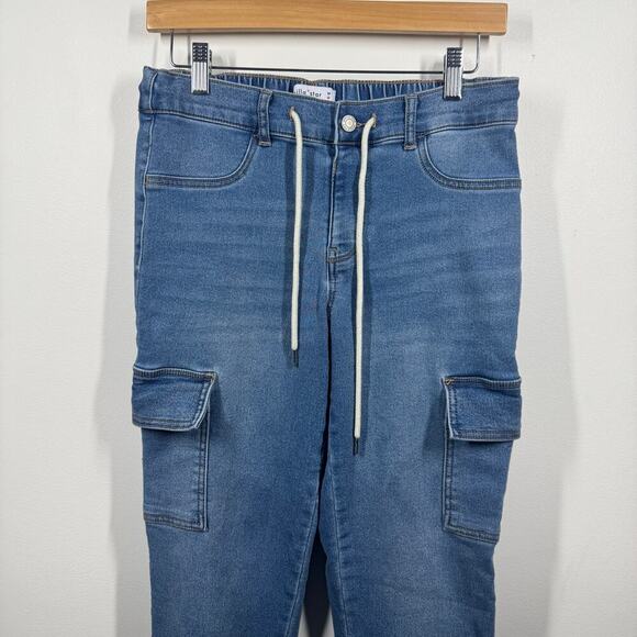 Vanilla Star Jogger Jeans Women M Blue Cargo Mid Rise Stretch Waist Relaxed Pant - Picture 3 of 6